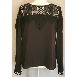 NWOT Long Sleeve Lace Embellished Blouse
